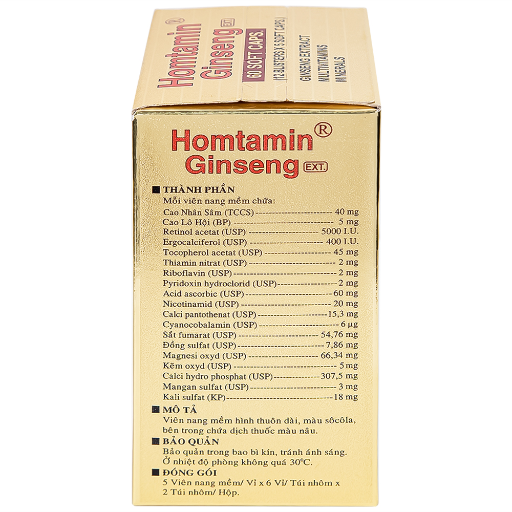 Thuốc Homtamin Ginseng Korea United cung cấp vitamin và muối khoáng (12 vỉ x 5 viên)
