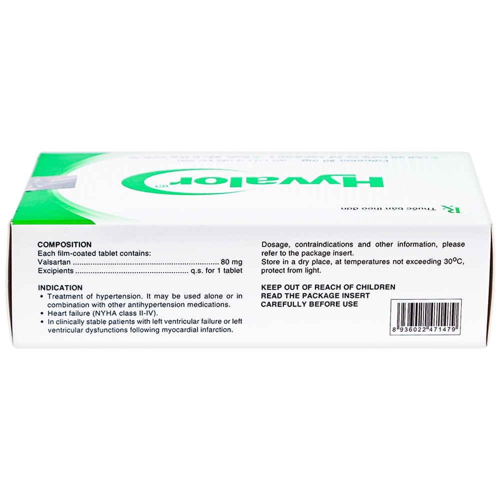 Thuốc Hyvalor 80mg United điều trị tăng huyết áp, suy tim (3 vỉ x 10 viên)