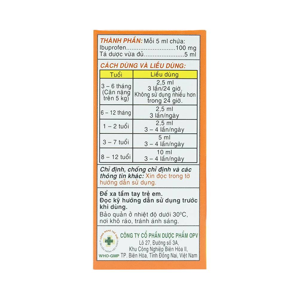 Hỗn dịch uống Children's Ibrafen OPV điều trị đau từ nhẹ đến vừa, sốt sau tiêm chủng (30ml)
