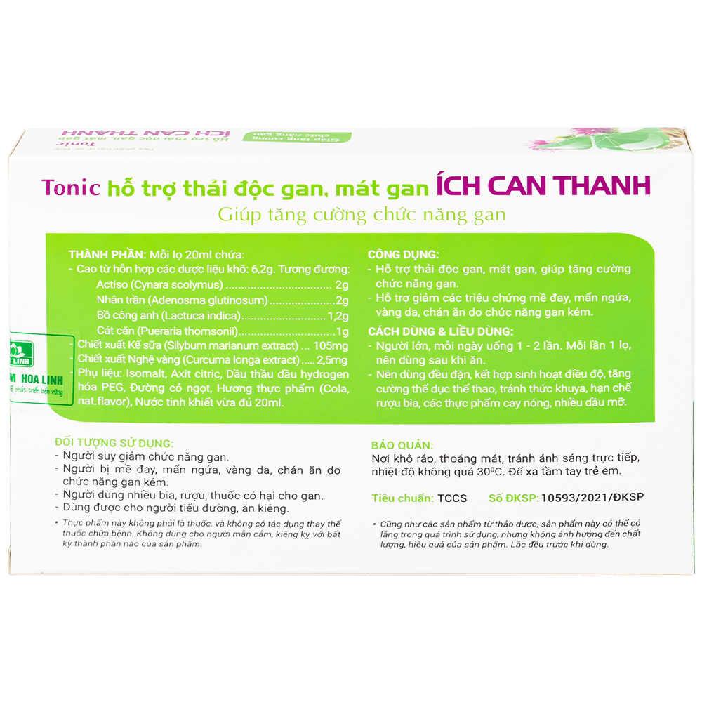 Siro hỗ trợ thải độc gan tăng cường chức năng gan Ích Can Thanh (6 lọ x 10ml)