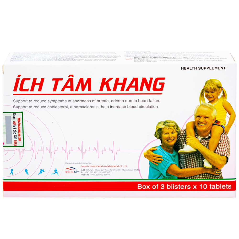 Viên uống hỗ trợ tim mạch Ích Tâm Khang (3 vỉ x 10 viên)
