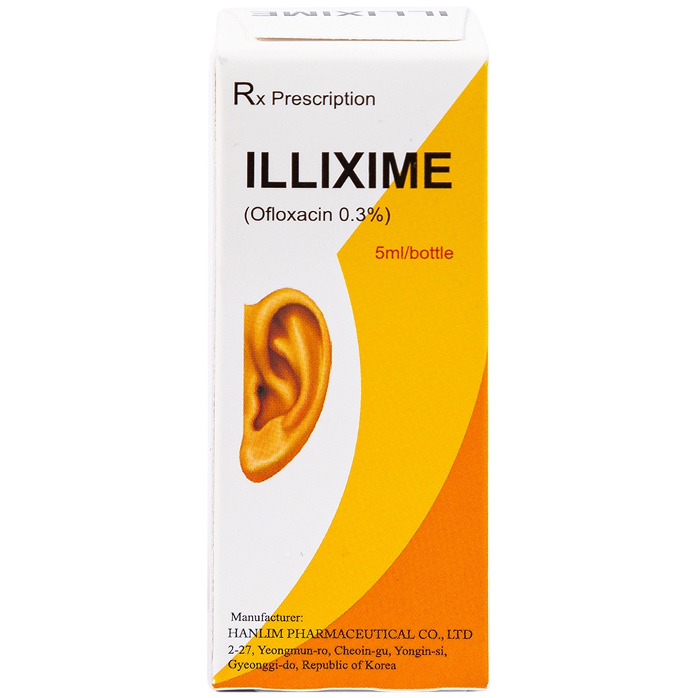 Dung dịch nhỏ tai ILLixime 0.3% Hanlim điều trị viêm tai ngoài, viêm tai giữa mạn tính (5ml)