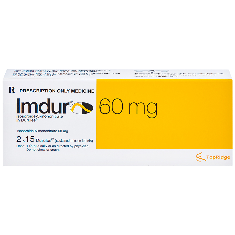 Thuốc Imdur 60mg AstraZeneca điều trị dự phòng đau thắt ngực (2 vỉ x 15 viên)