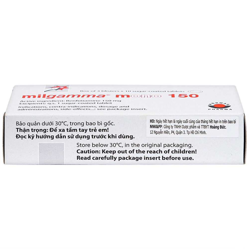 Viên nén Milgamma Mono 150 Dragenopharm điều trị viêm đa dây thần kinh (3 vỉ x 10 viên)