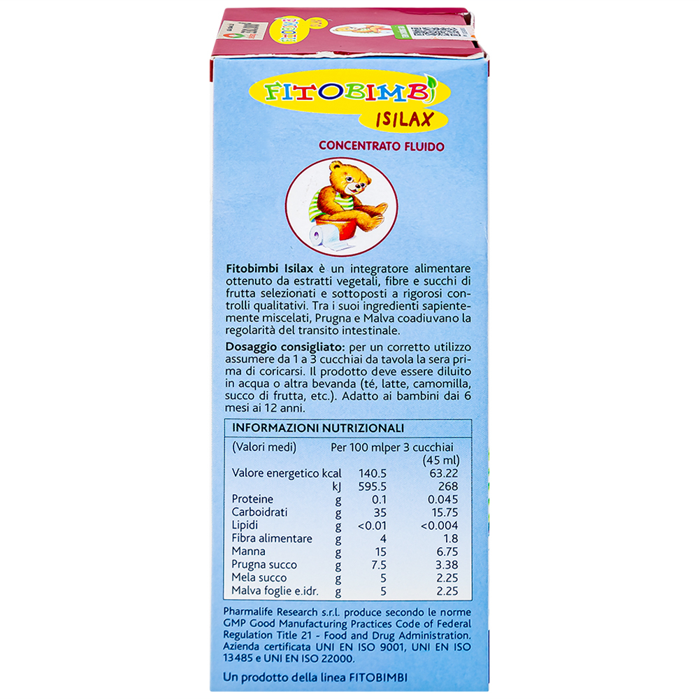Siro hỗ trợ giảm nguy cơ táo bón ở trẻ Fitobimbi Isilax (200ml)