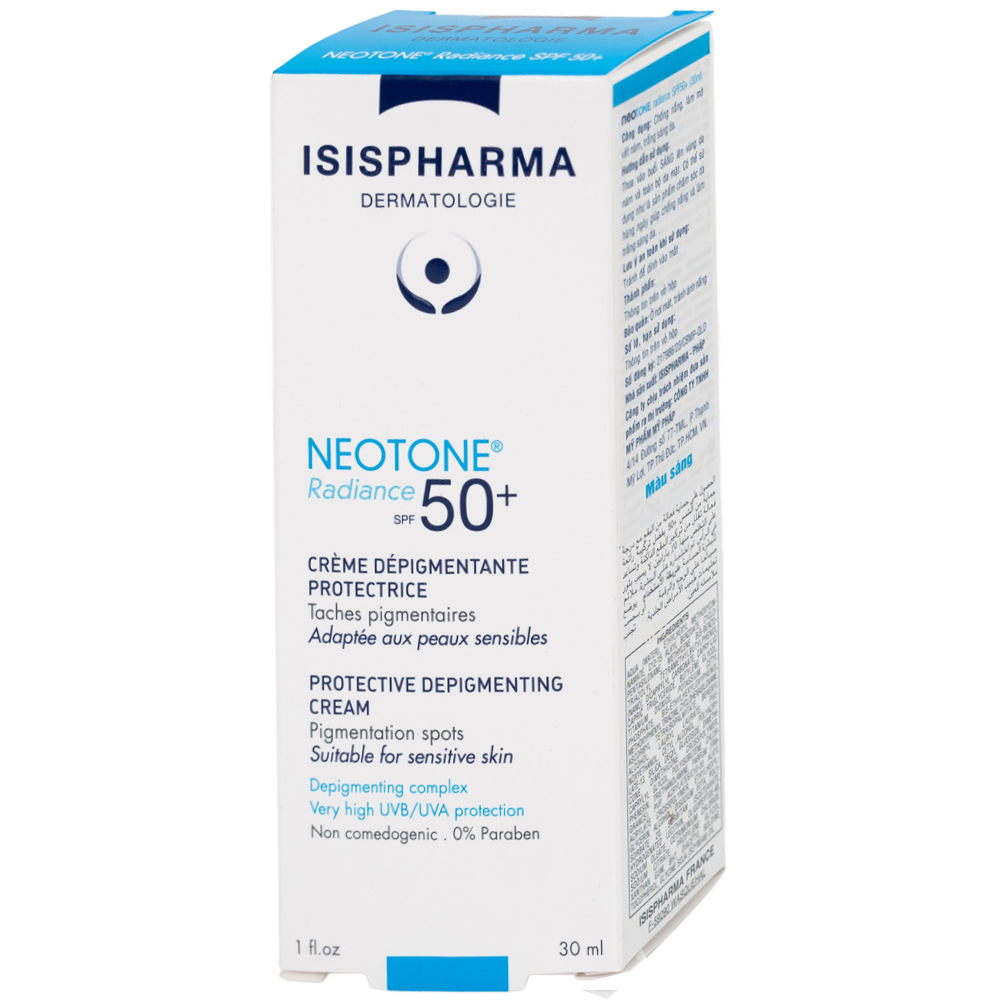 Kem chống nắng Isis Neotone Radiance SPF 50+ hỗ trợ mờ nám, làm trắng da (30ml)