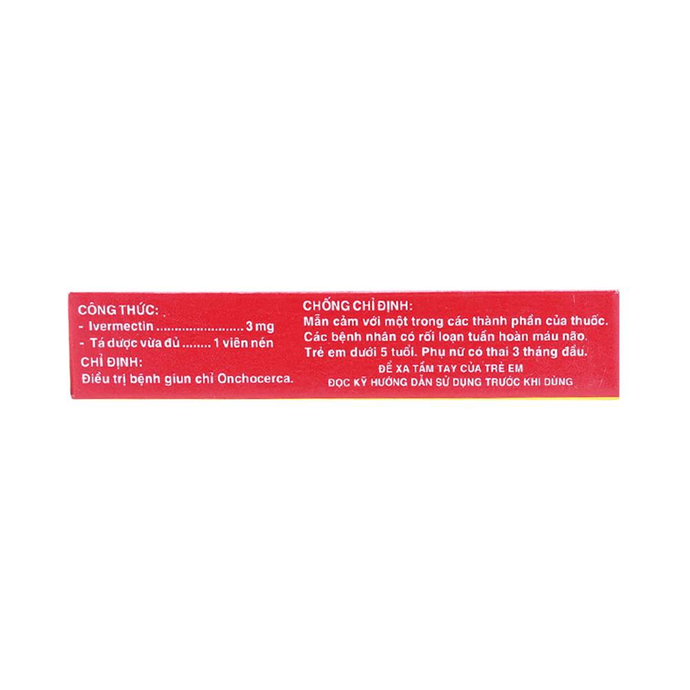 Viên nén Ivermectin 3mg Dược 3-2 hỗ trợ điều trị các bệnh nhiễm giun (1 vỉ x 4 viên)