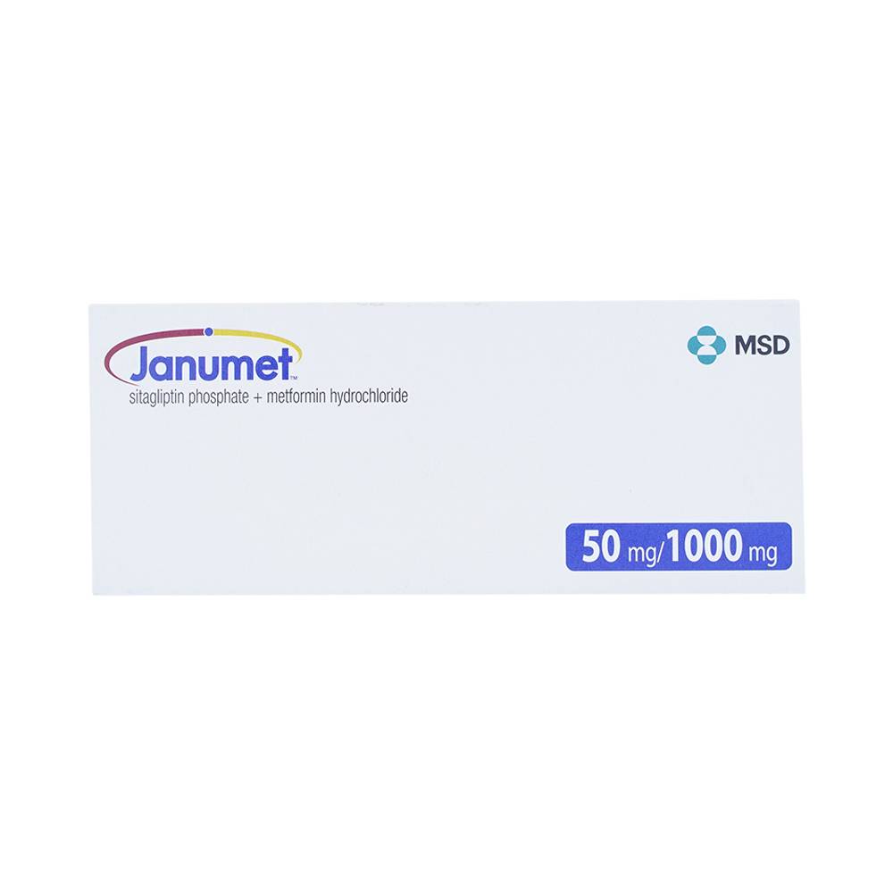 Viên nén Janumet 50mg/1000mg MSD điều trị đái tháo đường típ 2 (4 vỉ x 7 viên)