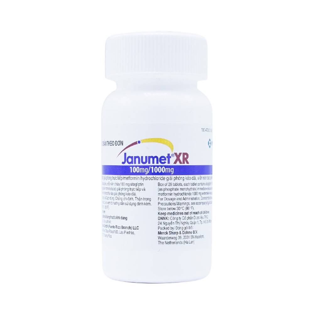 Viên nén Janumet XR 100mg/1000mg MSD điều trị đái tháo đường típ 2 (28 viên)