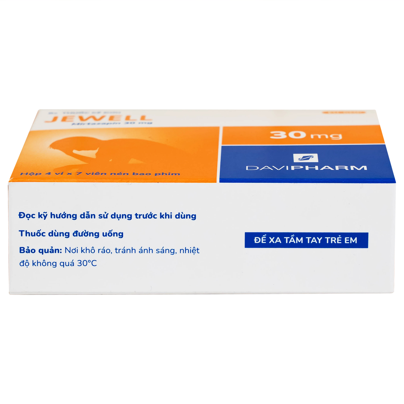 Viên nén Jewell 30mg Davipharm điều trị các đợt trầm cảm nặng (4 vỉ x 7 viên)