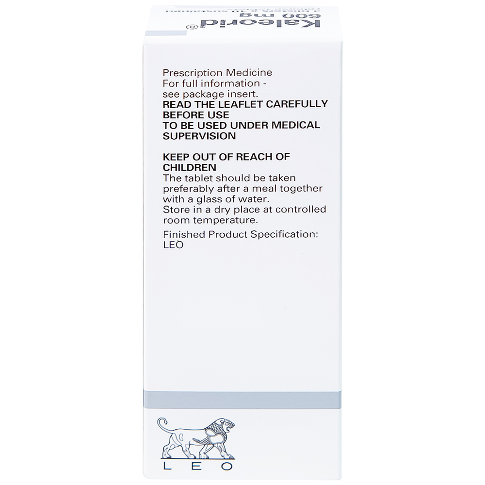 Viên nén Kaleorid 600mg LEO phòng ngừa và điều trị giảm kali huyết (3 vỉ x 10 viên) 