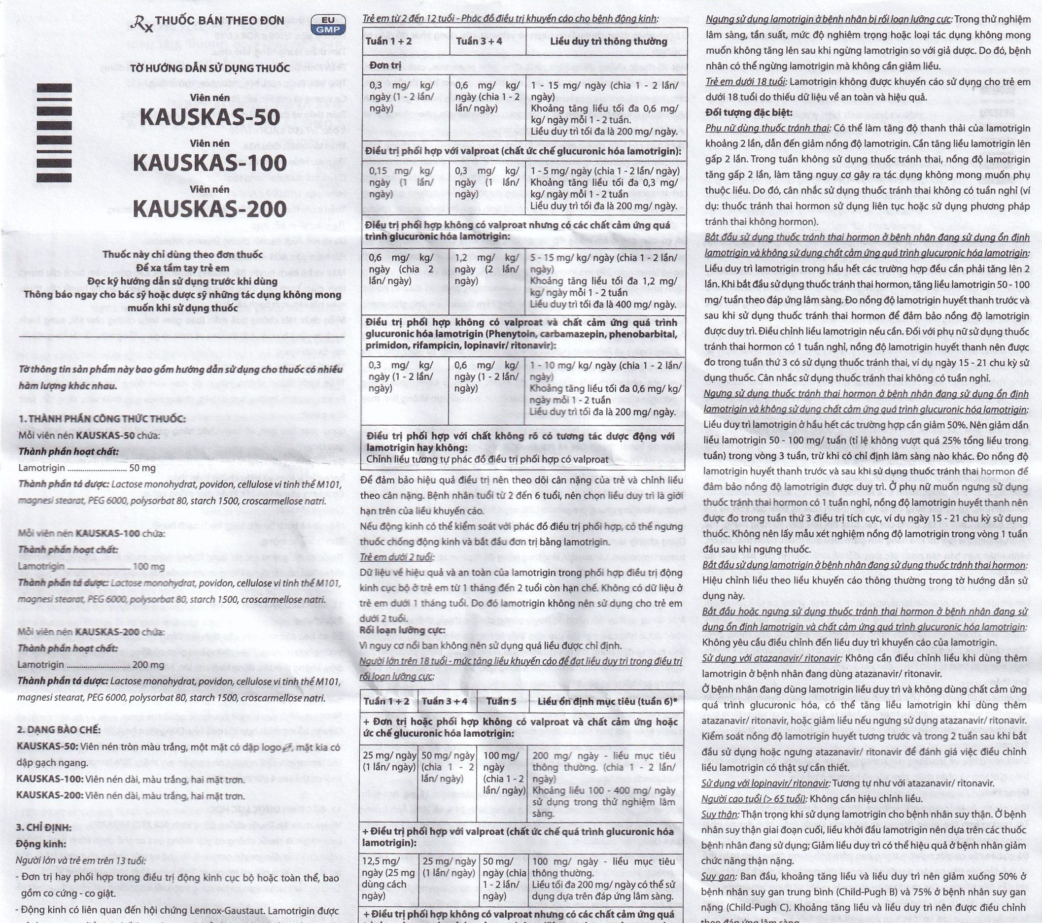 Thuốc Kauskas-100mg Davipharm điều trị động kinh và rối loạn lưỡng cực (3 vỉ x 10 viên)