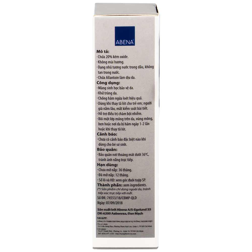 Kem bôi Abena Zinc Ointment giảm viêm da, xoa dịu vết cắn nhanh chóng (15ml)