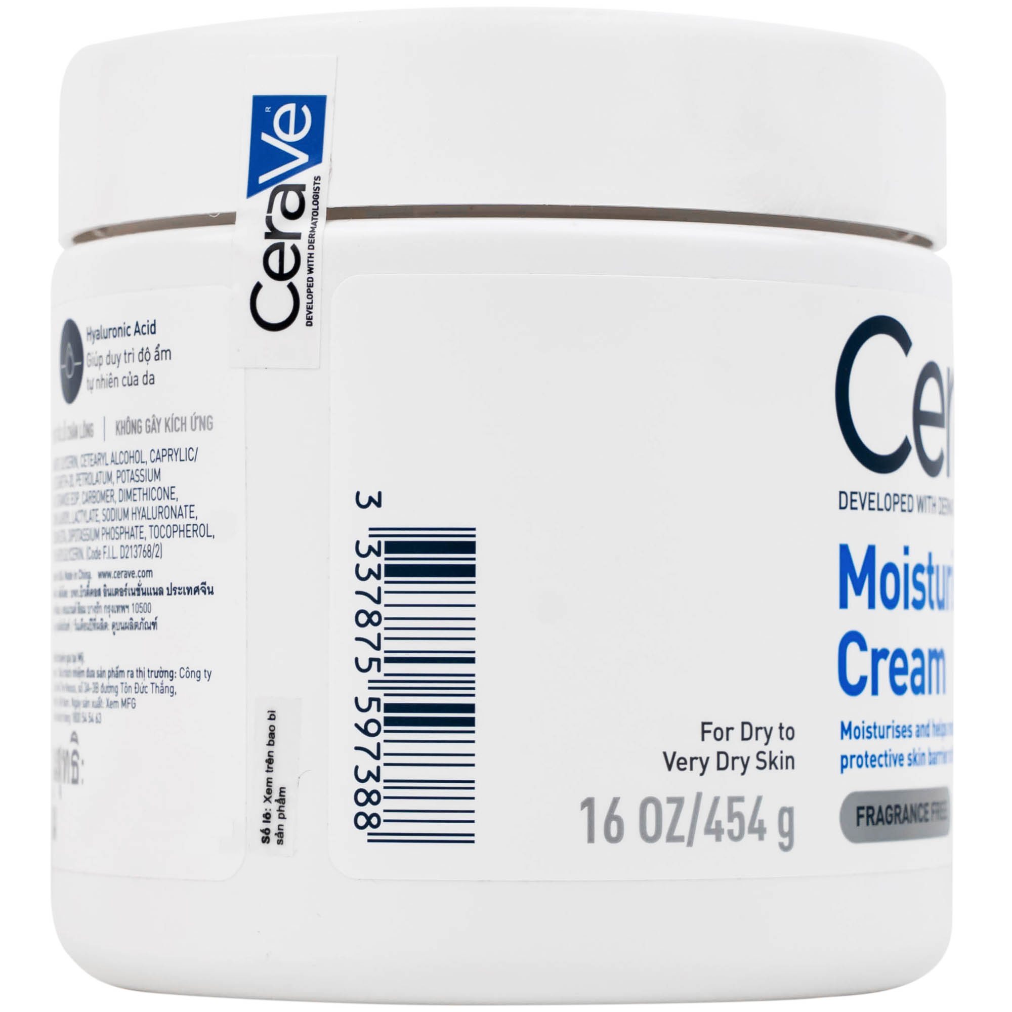 Kem bôi CeraVe Moisturising Cream dưỡng ẩm, phục hồi cho da khô (454g)