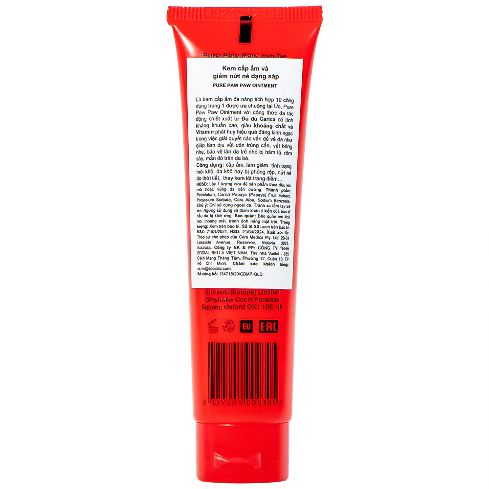Kem bôi làm dịu da, vết cắn côn trùng Pure Paw Paw Ointment chiết xuất đu đủ 25g