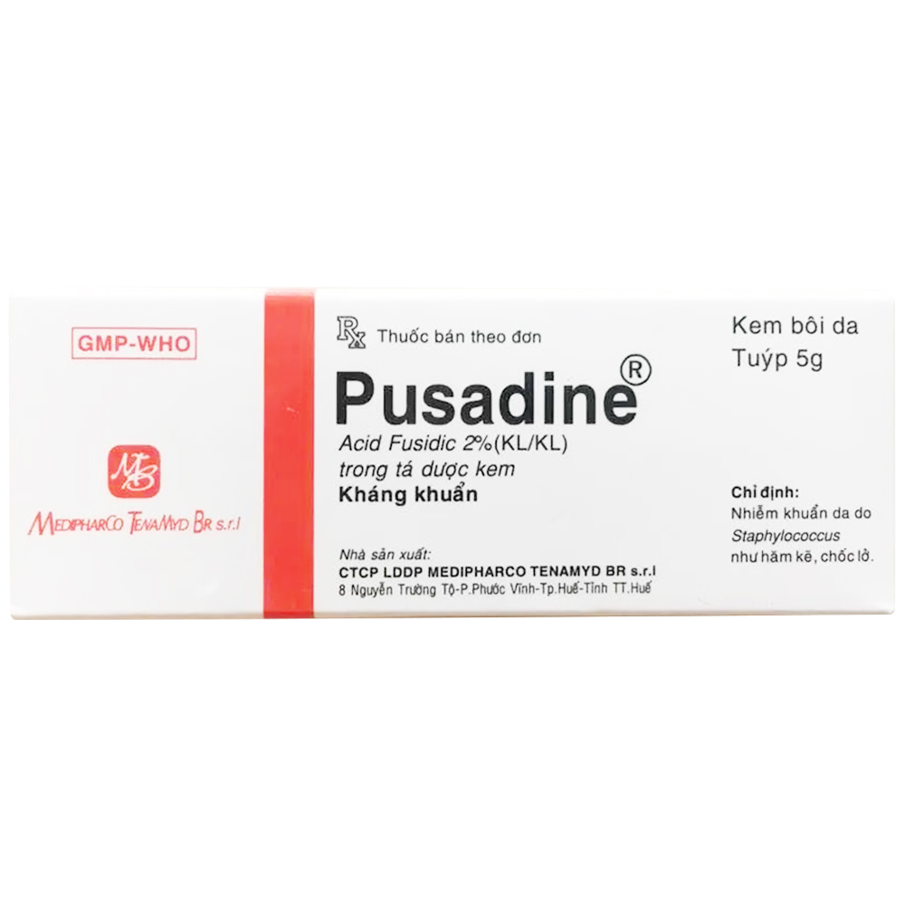 Kem bôi da Pusadine 5g Medipharco điều trị nhiễm trùng da, hăm kẽ, chốc lở