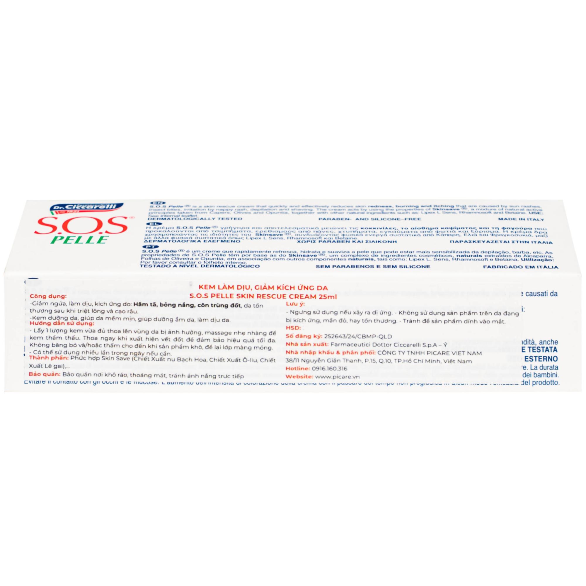 Kem bôi dịu da, giảm kích ứng Dr.Ciccarelli S.O.S Pelle Skin Rescue Cream hộp 25ml