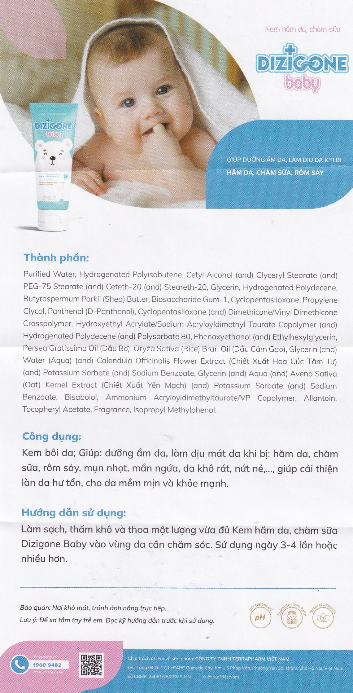 Kem bôi cho bé Dizigone Baby chống hăm tã, làm dịu mẫn ngứa (30g)