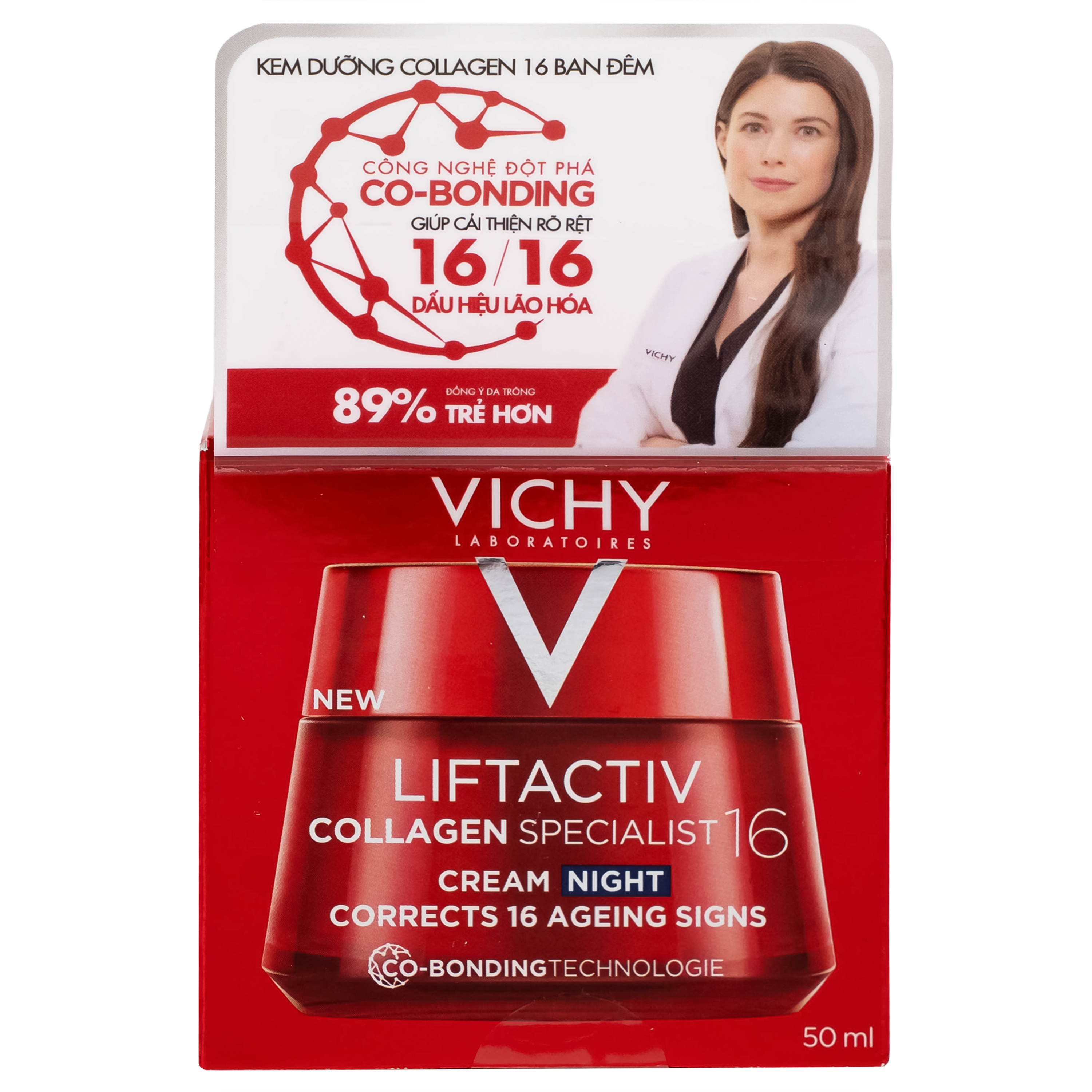 Kem bôi Vichy Liftactiv Collagen Specialist Night dưỡng sáng, ngừa lão hóa (50ml)