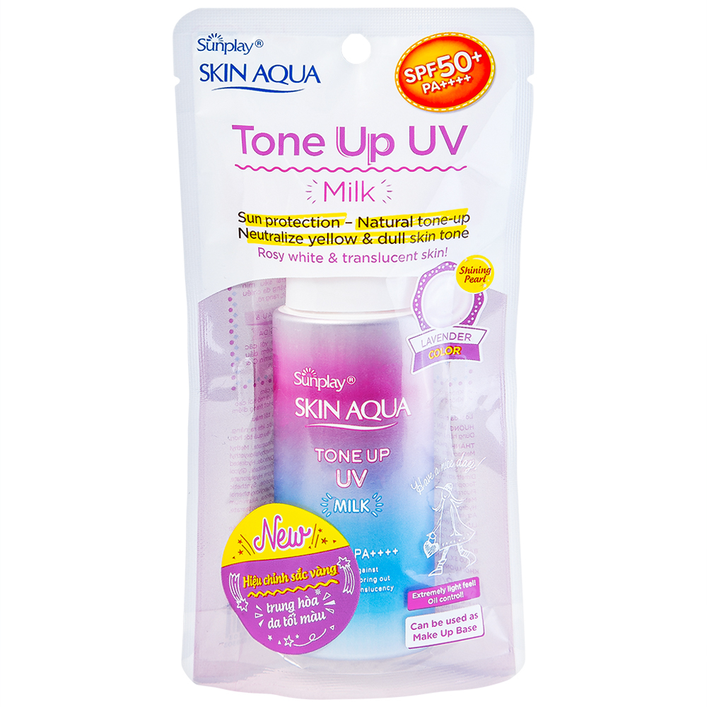 Sữa chống nắng Sunplay Skin Aqua Tone Up Milk Lavender SPF50+ PA++++ cho mặt, cổ, vai (50g)