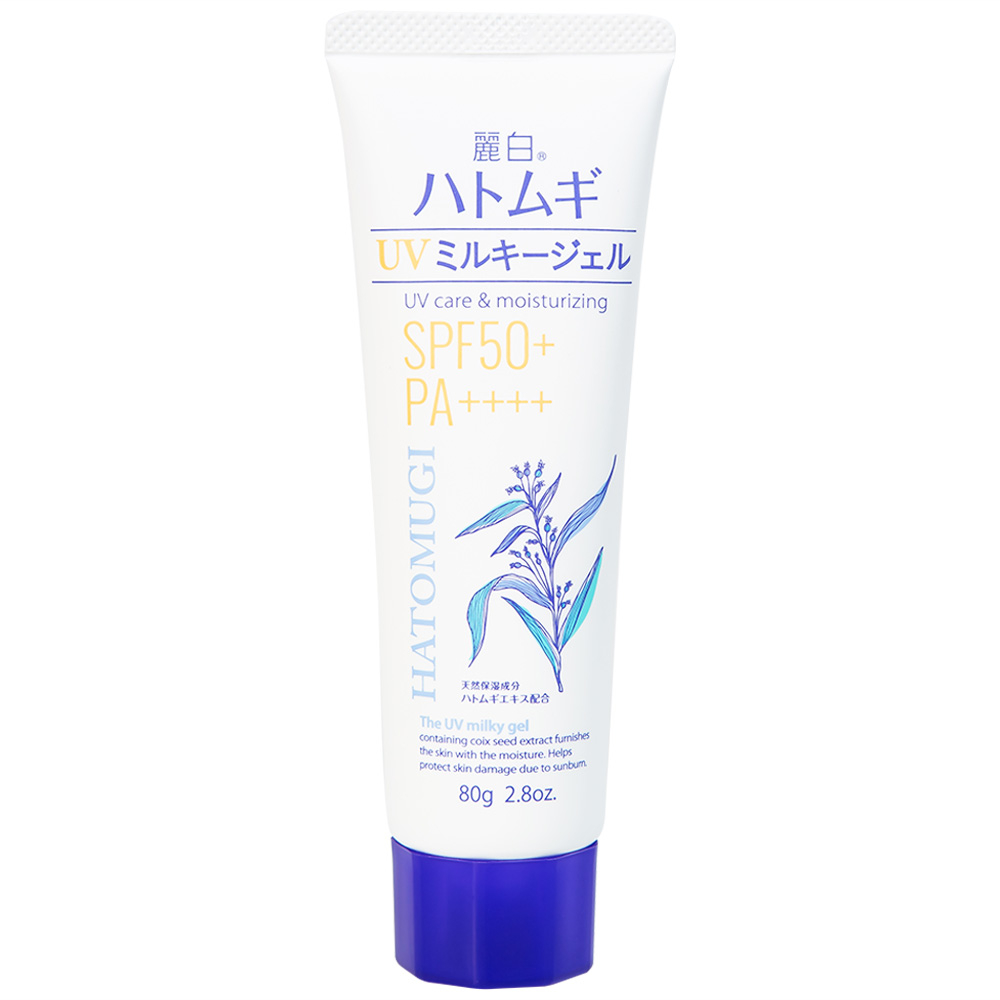 Kem chống nắng sáng da, dưỡng ẩm Reihaku Hatomugi UV Milky Gel SPF50+ PA++++ 80g