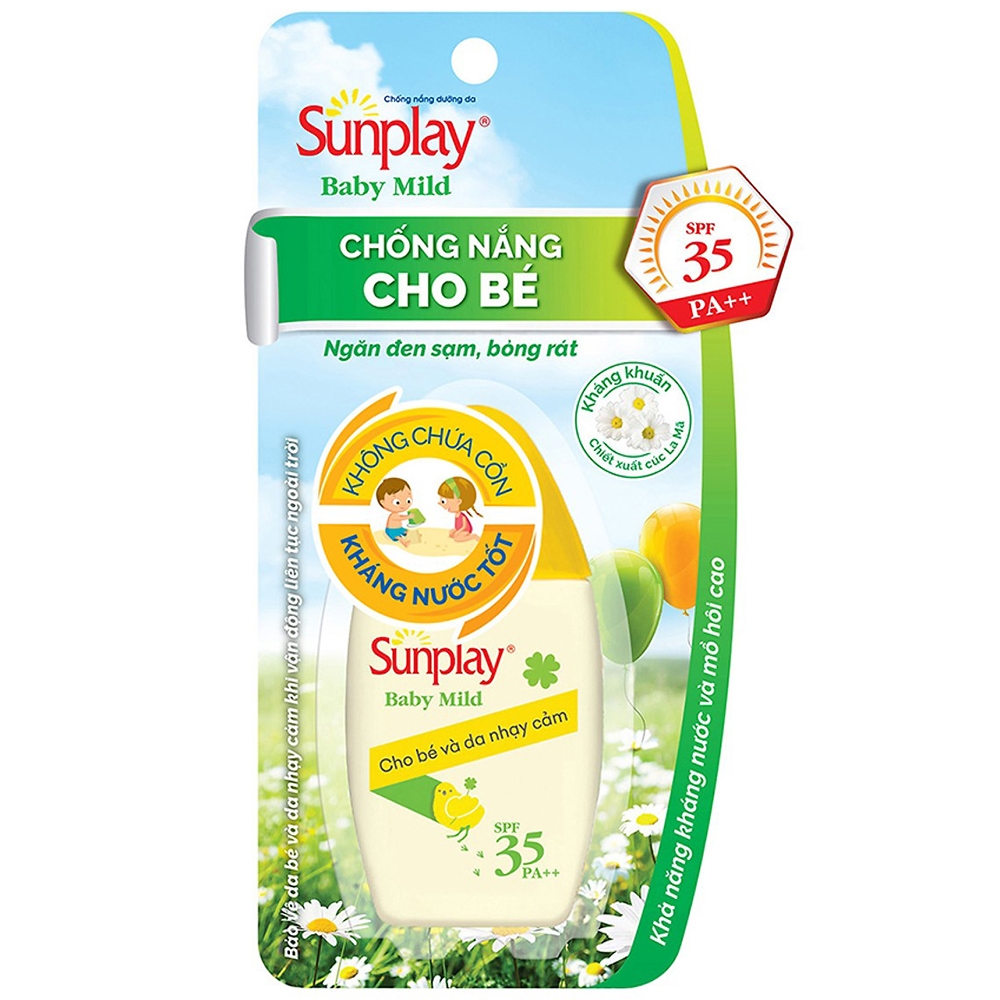 Sữa chống nắng cho da nhạy cảm Sunplay Baby Mild SPF35 PA++ Rohto 30g