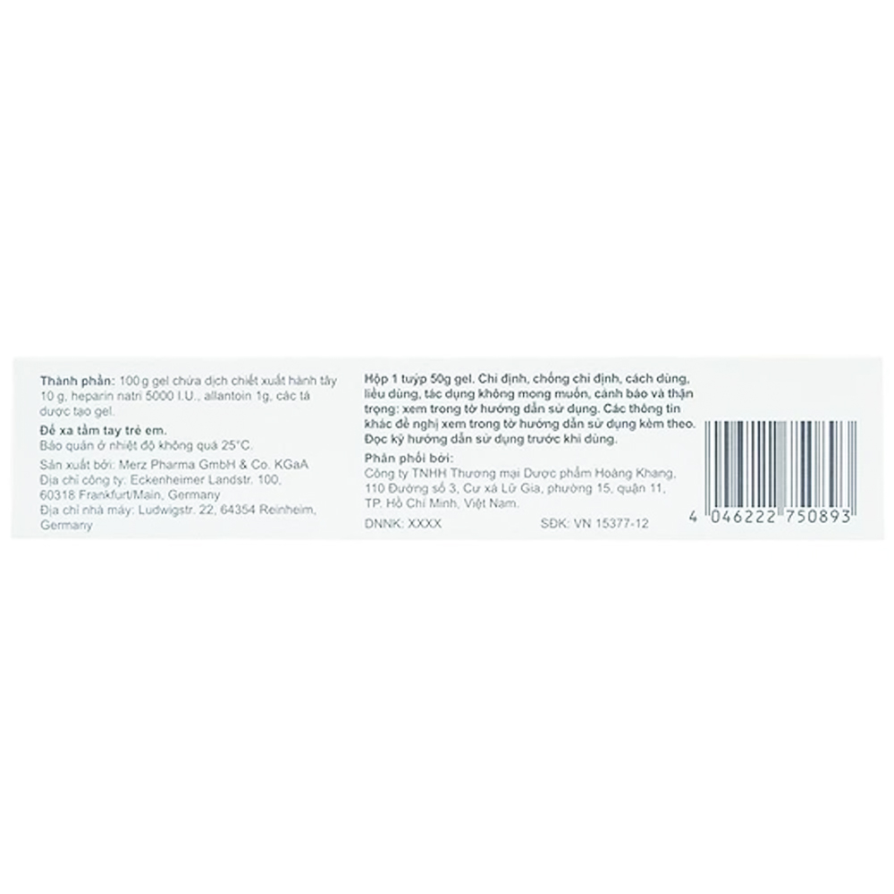 Gel Contractubex Merz điều trị sẹo lồi, sẹo phì đại (50g)