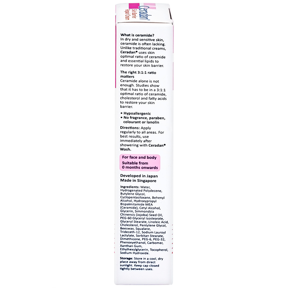 Kem dưỡng ẩm Ceradan Ceramide Skin Barrier Repair Cream dành da khô, da kích ứng 30g