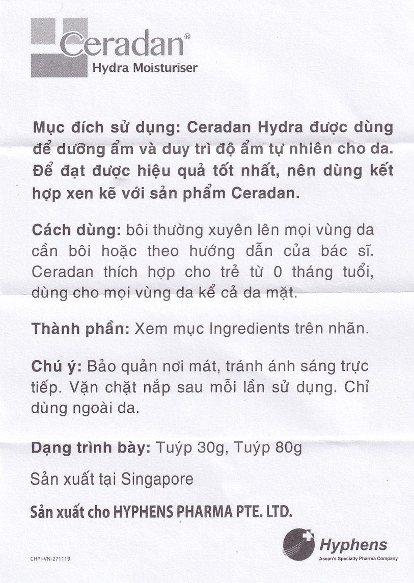 Kem dưỡng ẩm Ceradan Ceramide Hydra Moisturiser 80g
