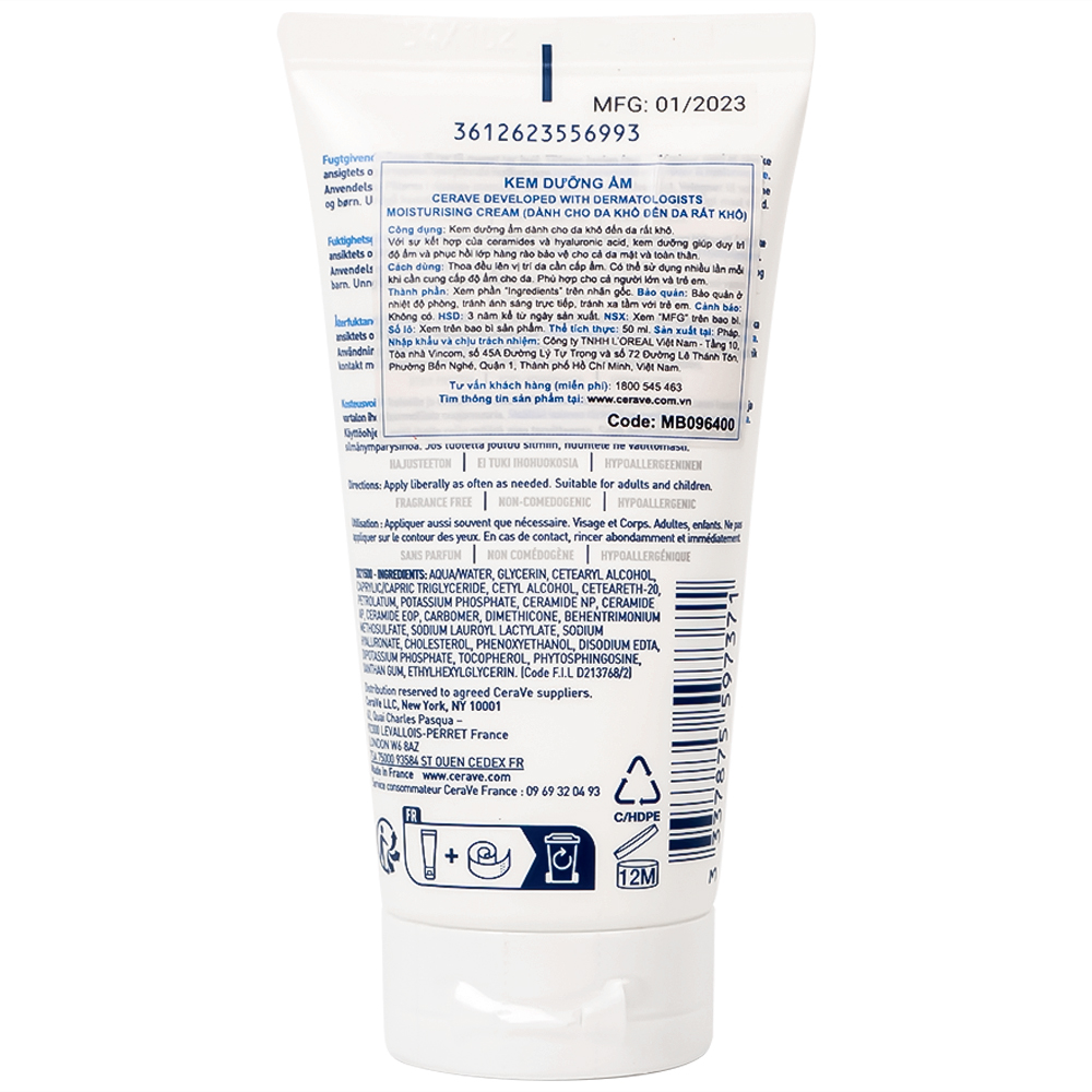 Kem dưỡng ẩm cho da khô CeraVe Moisturising Cream (50ml)