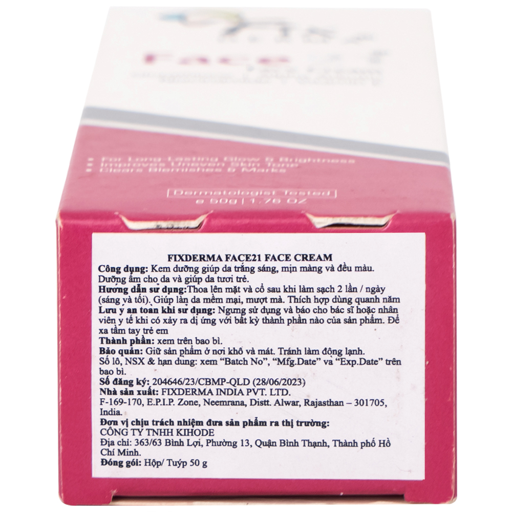 Kem dưỡng ẩm sáng da Fixderma Face21 Face Cream 50g