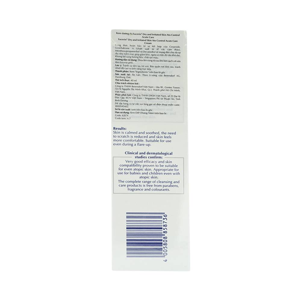 Kem dưỡng da mặt Eucerin AtoControl Acute Care Cream giảm khô, ngứa và mẩn đỏ (40ml)