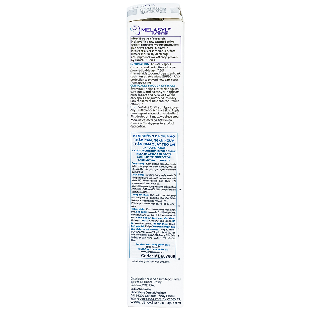 Kem dưỡng La Roche-Posay Mela B3 Cream SPF 30 dưỡng da mềm mịn, mờ thâm nám, dưỡng da sáng và đều màu 