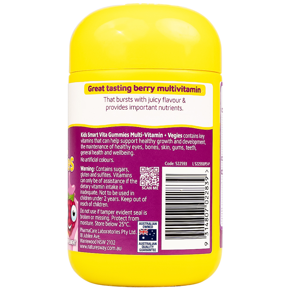 Viên nhai hỗ trợ bổ sung vitamin Kids Smart Vita Gummies Multi-vitamin Vegies Nature's Way (60 viên)