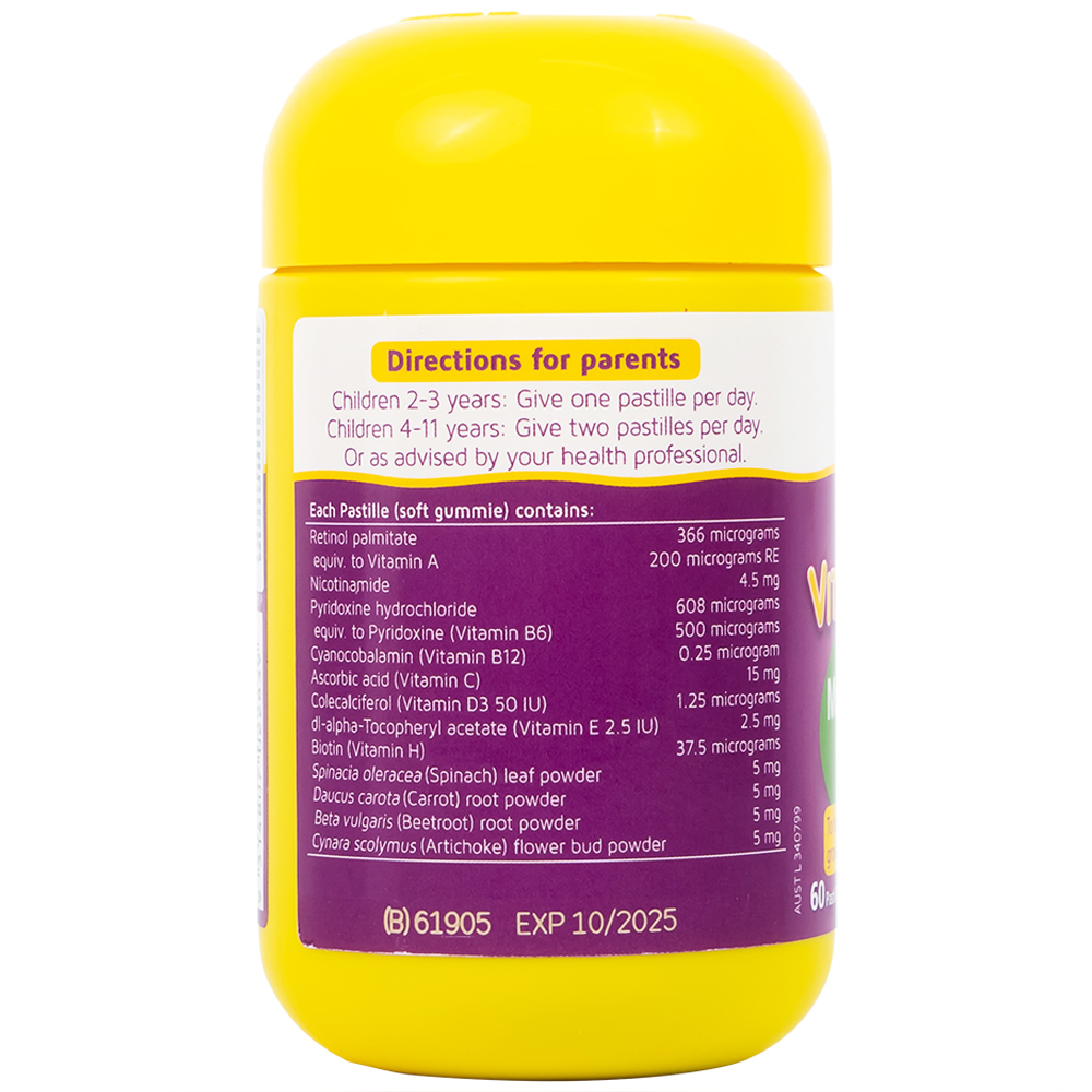 Viên nhai hỗ trợ bổ sung vitamin Kids Smart Vita Gummies Multi-vitamin Vegies Nature's Way (60 viên)