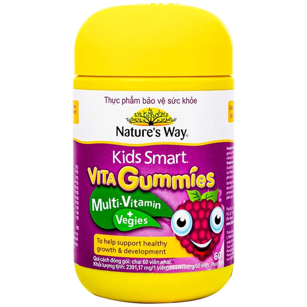 Viên nhai hỗ trợ bổ sung vitamin Kids Smart Vita Gummies Multi-vitamin Vegies Nature's Way (60 viên)
