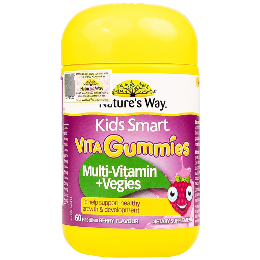Viên nhai hỗ trợ bổ sung vitamin Kids Smart Vita Gummies Multi-vitamin Vegies Nature's Way (60 viên)