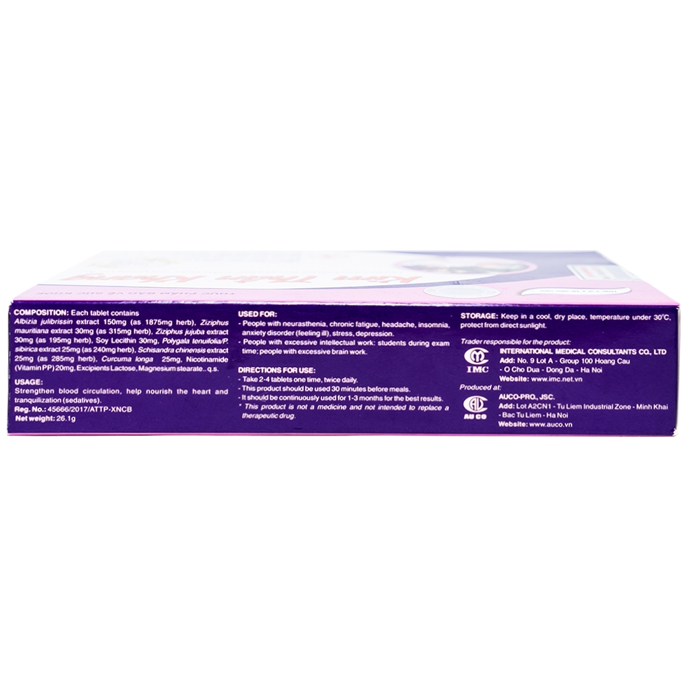 Viên uống dưỡng tâm an thần Kim Thần Khang IMC (3 vỉ x 10 viên)