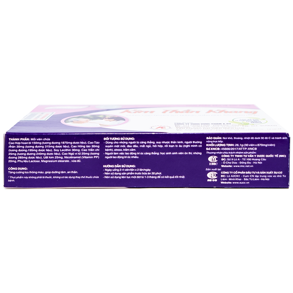 Viên uống dưỡng tâm an thần Kim Thần Khang IMC (3 vỉ x 10 viên)
