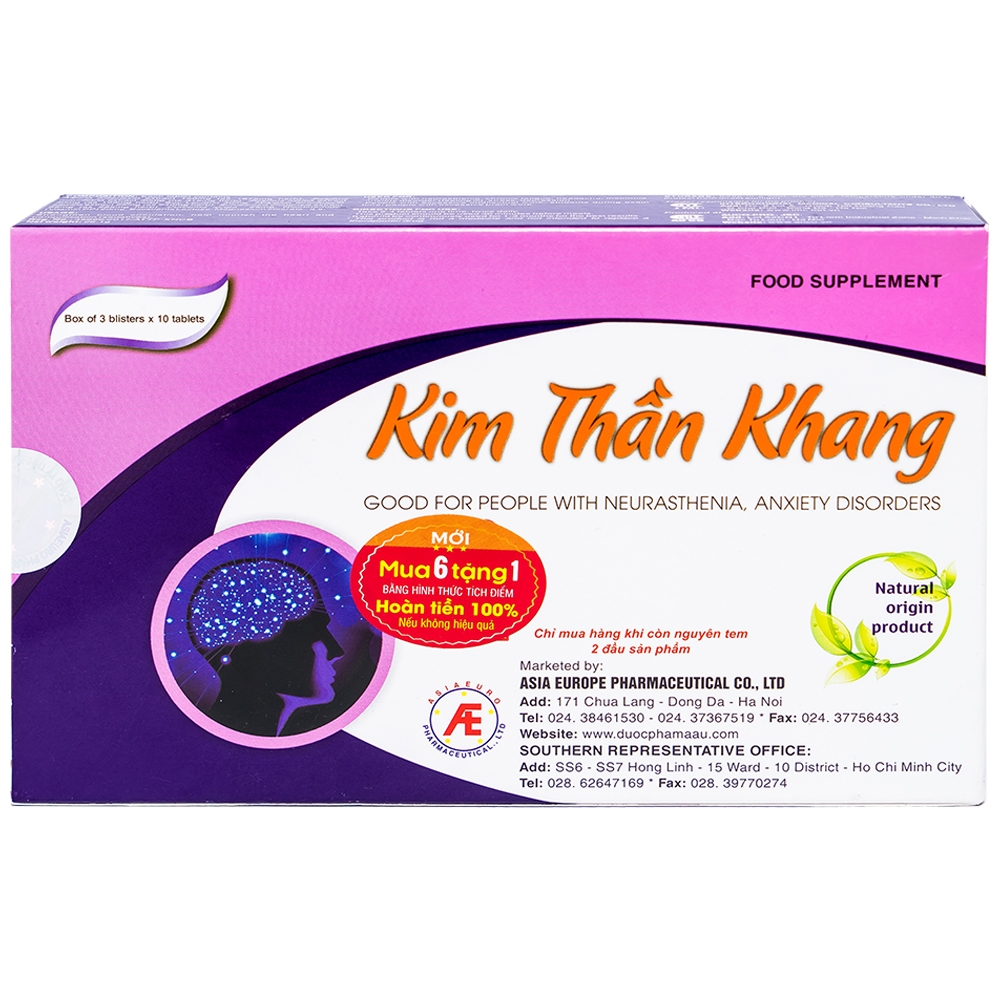 Viên uống dưỡng tâm an thần Kim Thần Khang IMC (3 vỉ x 10 viên)