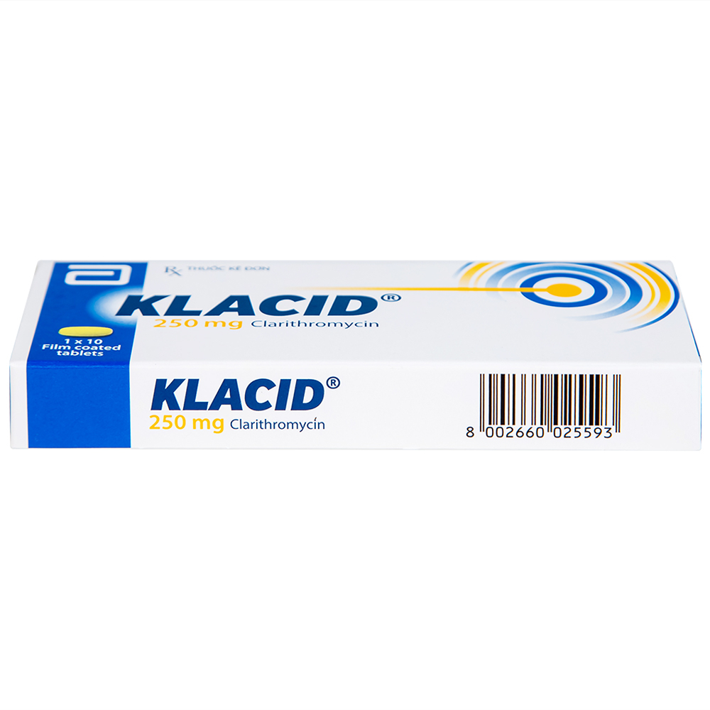 Viên nén Klacid 250mg Abbott điều trị viêm amidan, viêm tai giữa, viêm xoang cấp (1 vỉ x 10 viên)