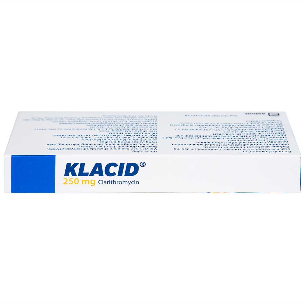 Viên nén Klacid 250mg Abbott điều trị viêm amidan, viêm tai giữa, viêm xoang cấp (1 vỉ x 10 viên)