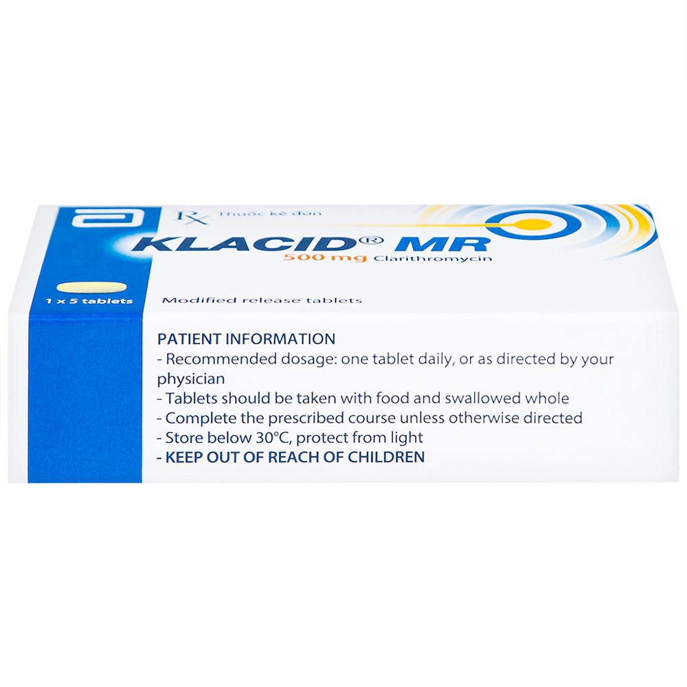 Viên nén Klacid MR 500mg Abbott điều trị nhiễm trùng đường hô hấp (1 vỉ x 5 viên)