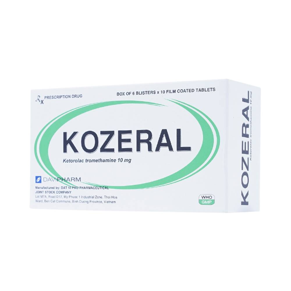 Viên nén Kozeral 10mg DaviPharm điều trị đau vừa tới nặng sau phẫu thuật (6 vỉ x 10 viên)