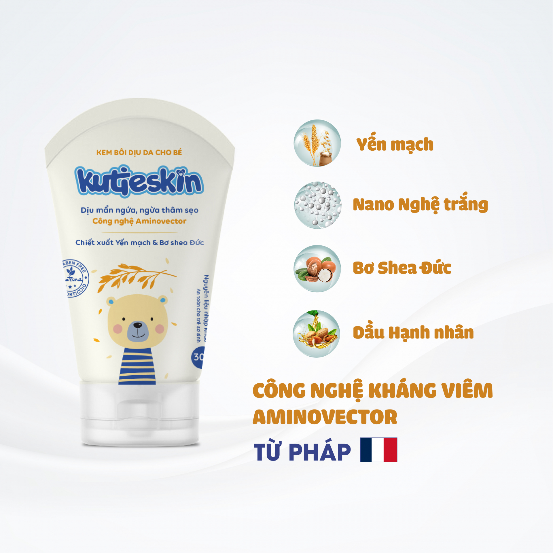 Kem bôi cho bé Kutieskin giúp dịu da, giảm kích ứng (30g)
