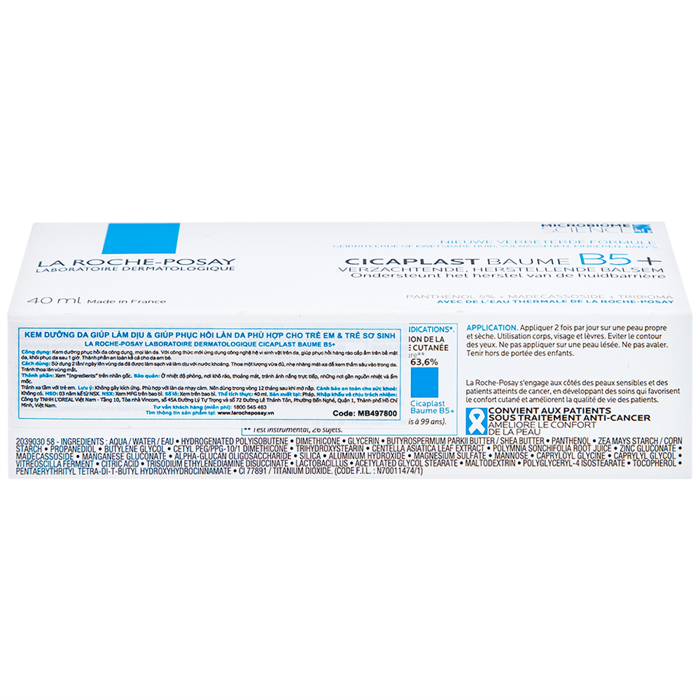 Kem bôi phục hồi và dịu da La Roche-posay Cicaplast Baume B5+ 40ml