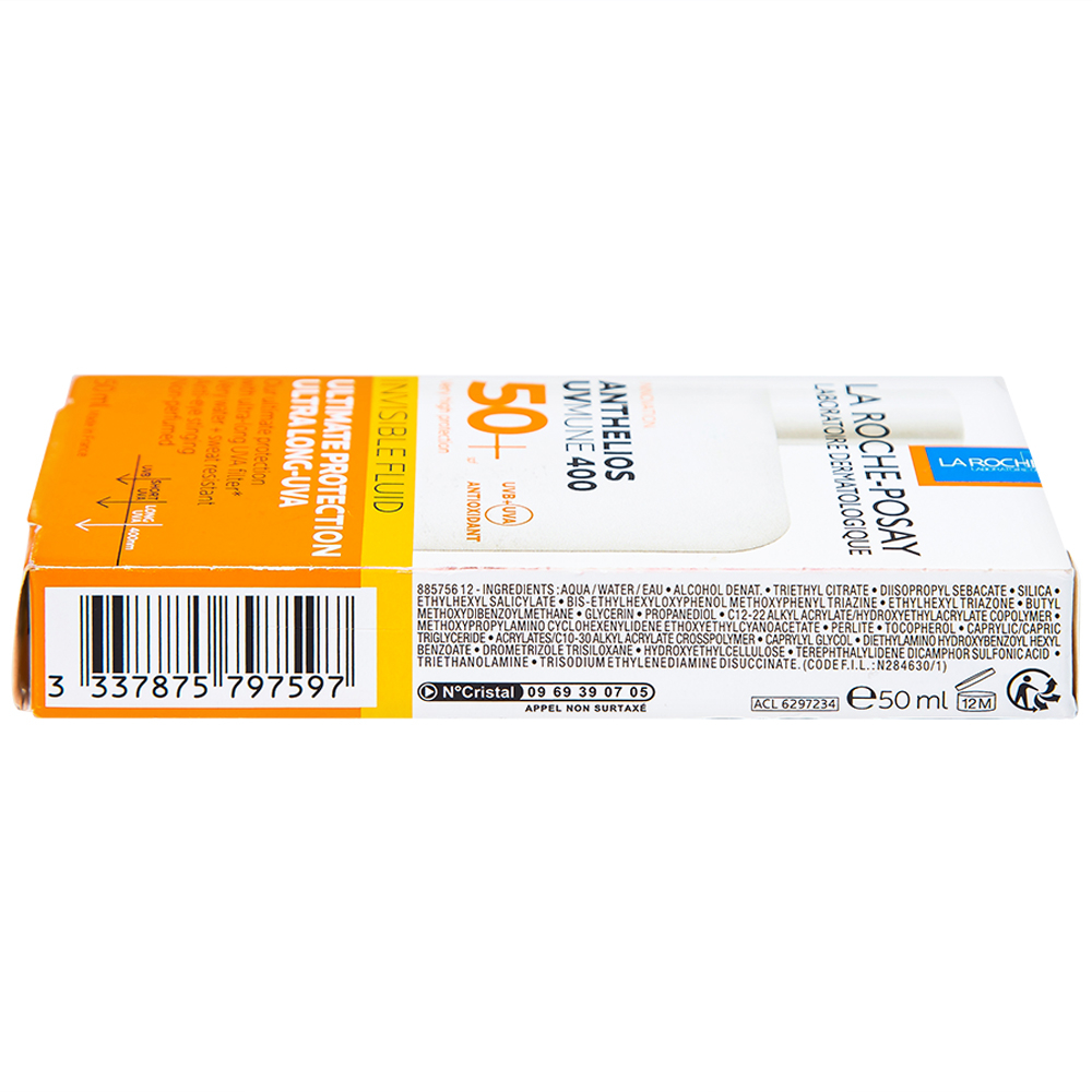 Sữa chống nắng La Roche-posay Laboratoire Dermatologiue Anthelios Uvmune 400 Invisible Fuild SPF50+ PA++++ 50ml