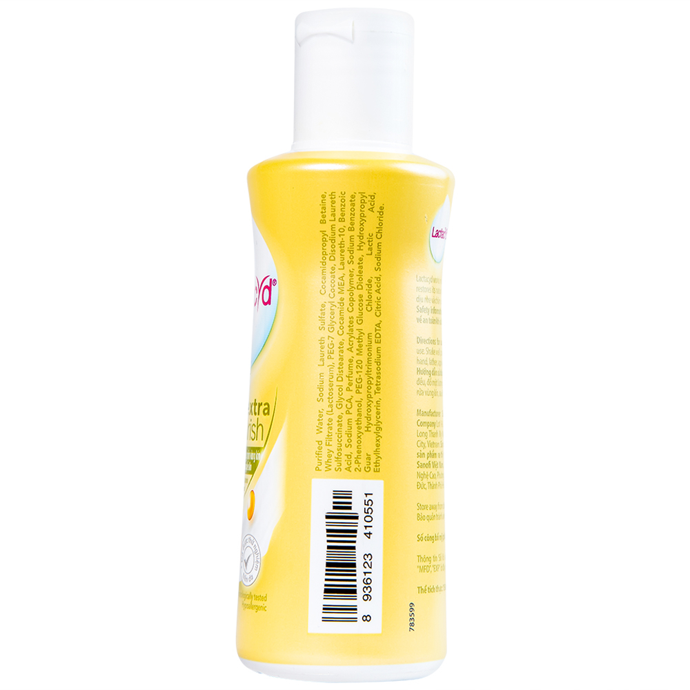 Dung dịch vệ sinh phụ nữ Lactacyd Extra Nouris hỗ trợ làm sạch nhẹ nhàng vùng kín, ngăn nhiễm khuẩn (150ml)