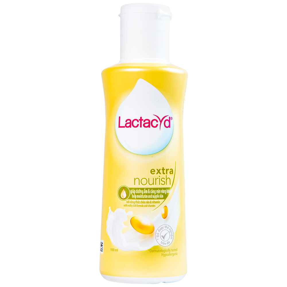 Dung dịch vệ sinh phụ nữ Lactacyd Extra Nouris hỗ trợ làm sạch nhẹ nhàng vùng kín, ngăn nhiễm khuẩn (150ml)