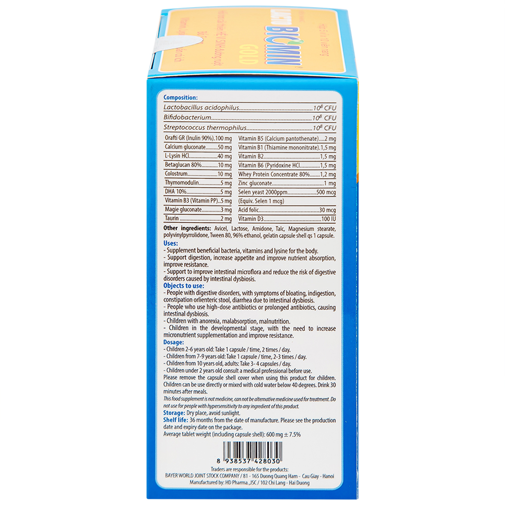Viên uống bổ sung lợi khuẩn giúp giảm rối loạn tiêu hóa Lacto Biomin Gold New (5 vỉ x 10 viên)